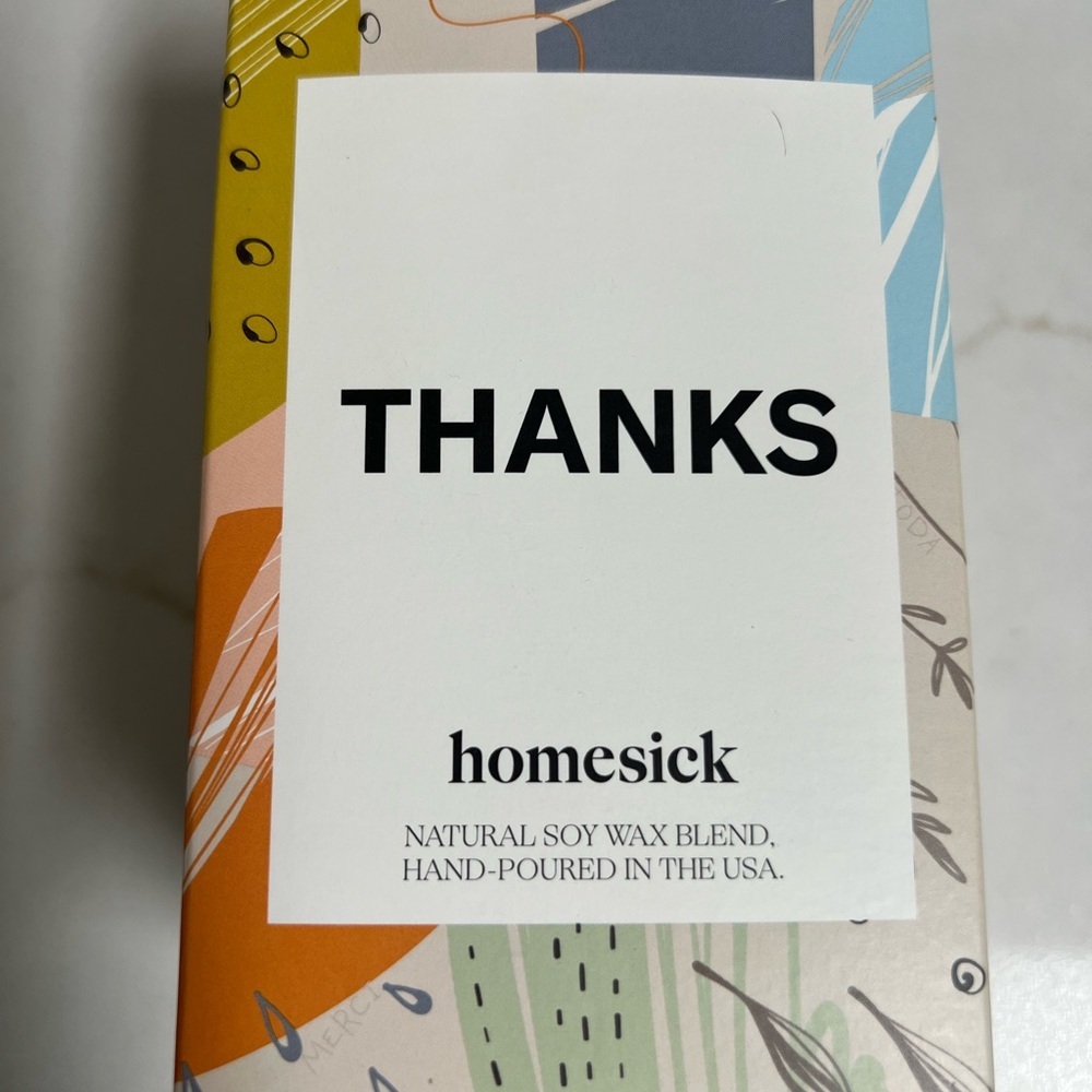 NIB Homesick Thanks Natural Soy Wax Candle